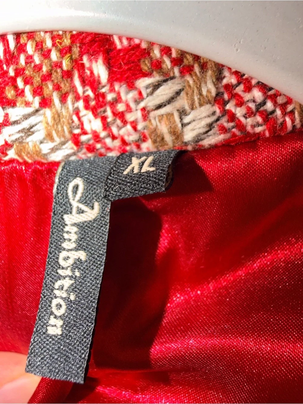 ambition Red Tweed Button-Front Pea Coat
